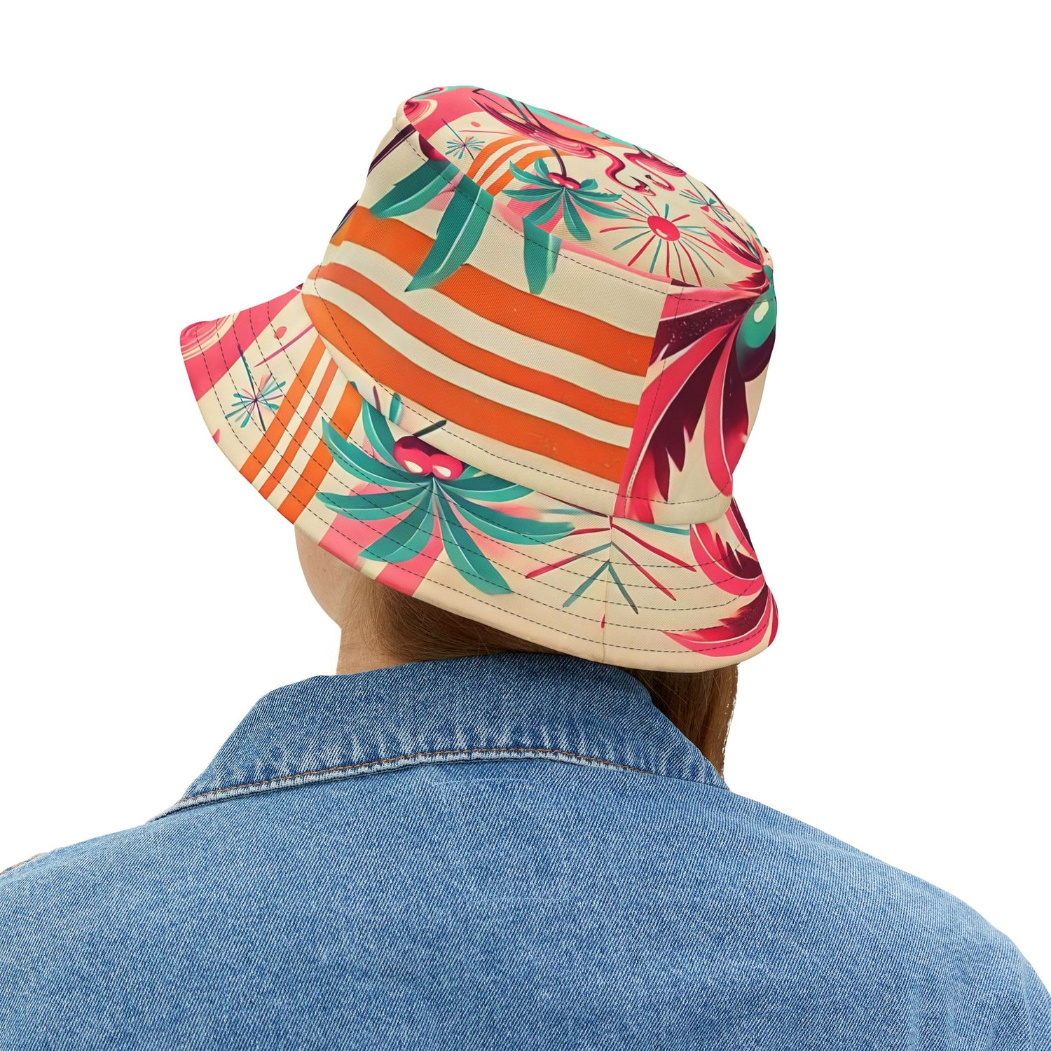 50s Flamingo Kitschy Bucket Hat, Unisex, Mod Retro Apparel