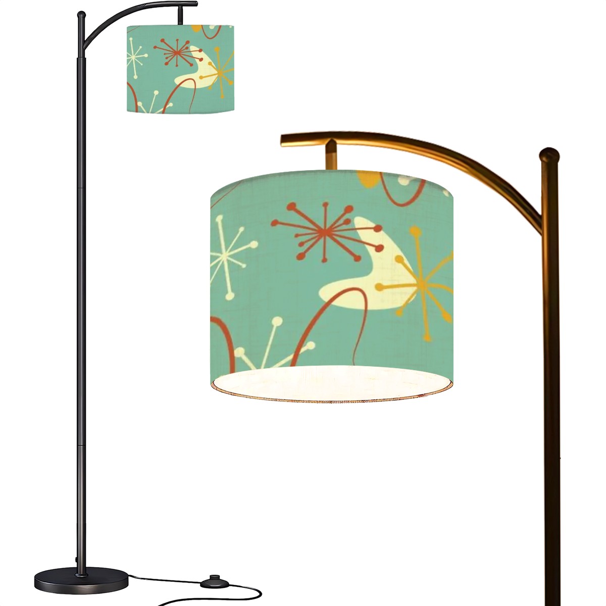 Mid Century Modern Atomic Green Boomerang Arc Floor Lamp Lighting - Mid Century Modern Gal