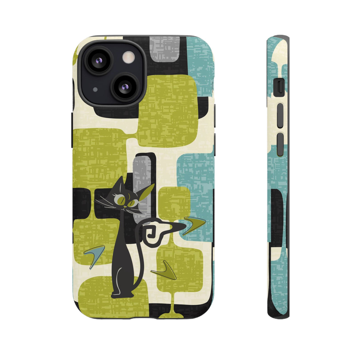 Mid Century Modern Geometric Kitschy Cat, Boomerang Retro Smart Phone Tough Cases - Mid Century Modern Gal