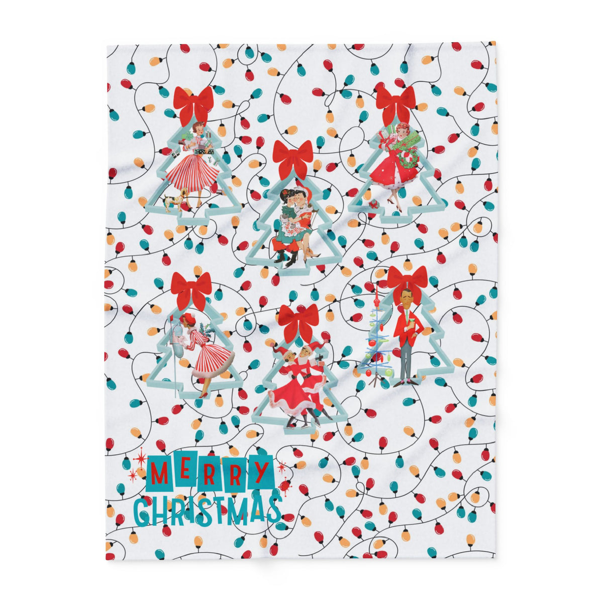 Festive Merry Christmas Arctic Fleece Blanket, Cozy Winter Decor, Holiday Gift, Christmas Throw, Seasonal Home Accent - Mid Century Modern Gal