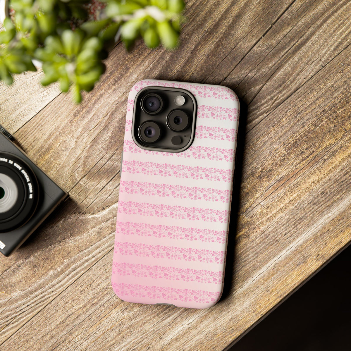 Pink Pyrex Gooseberry Striped Phone Case, Stylish Phone Cover, Tough Protective Case, Cute Cell Phone Case, Trending Gift for Her