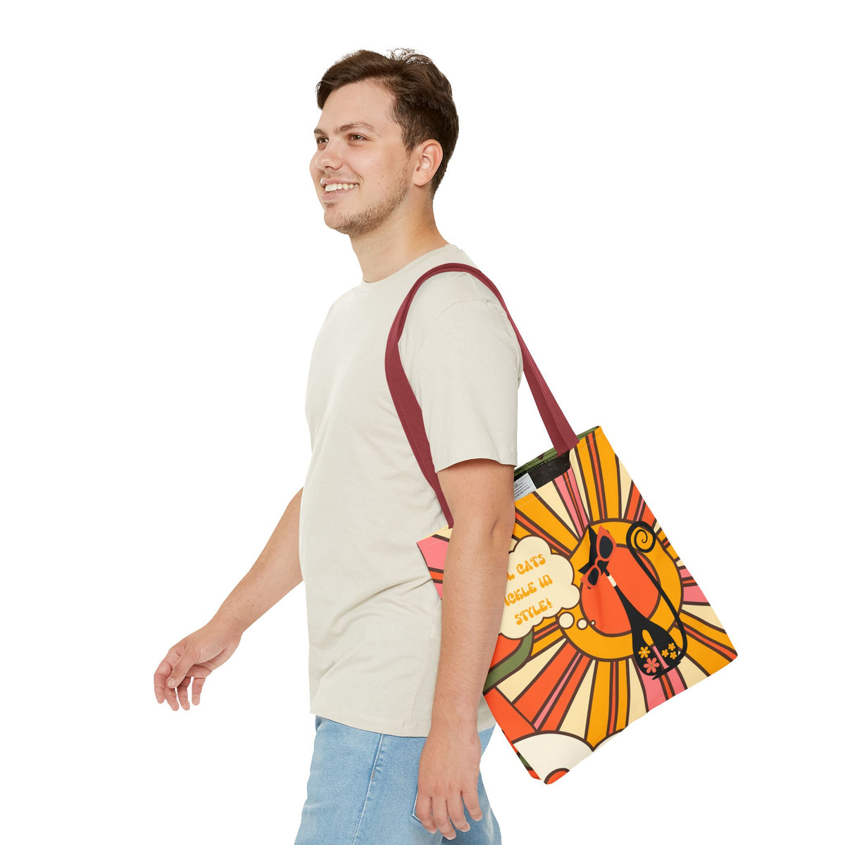Pickleball Player Lover Tote Bag, Retro Groovy Mod Cat - Mid Century Modern Gal