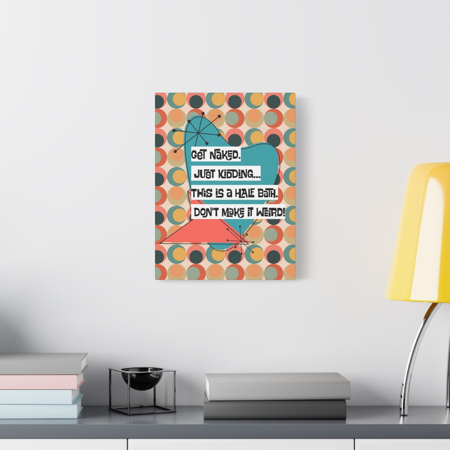 Funny Bathroom Art, Mid Century Modern Kitschy Style, Get Naked, MCM Wall Art - Mid Century Modern Gal