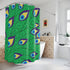 Mid Century Peacock Green, Purple, Yellow And Blue Boho Modern Shower Curtains - Mid Century Modern Gal