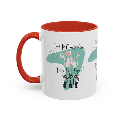 Atomic Cat Mug, Kitschy Cute Co-Worker, Best Mid Mod Charming Cat Coffee Mug - Mid Century Modern Gal
