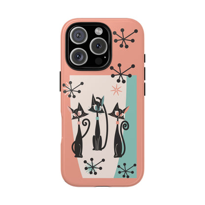 Atomic Cat Mid Mod Coral Aqua Blue Starburst Kitschy Fun Chic Samsung, Smart Phones Tough Cases