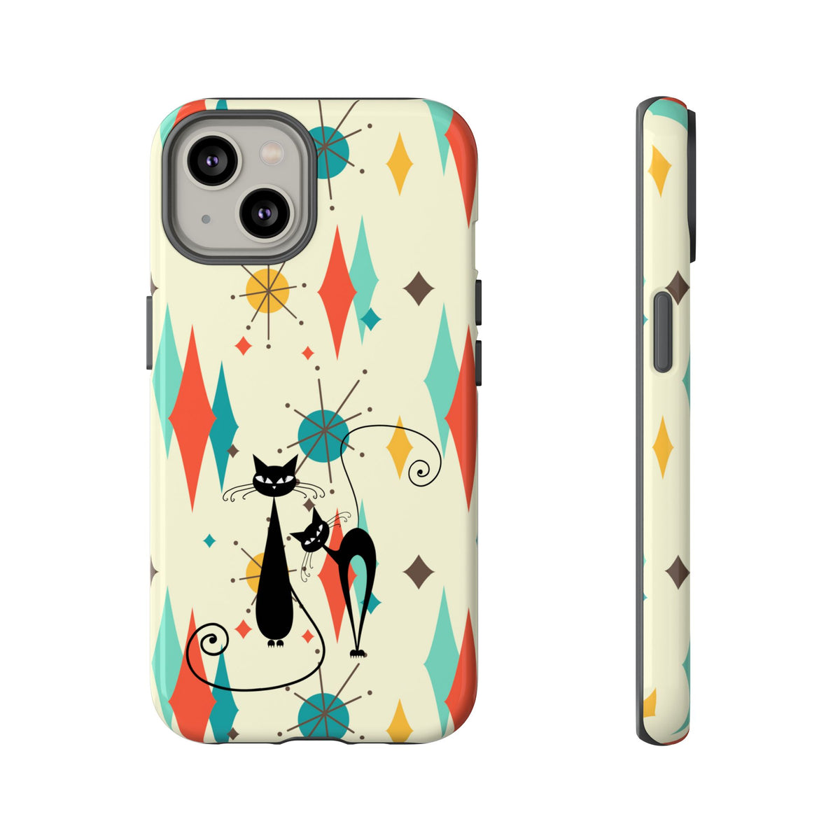 Atomic Kitty Cat, Mid Mod Franciscan Pattern, Kitsch Tough Phone Cases
