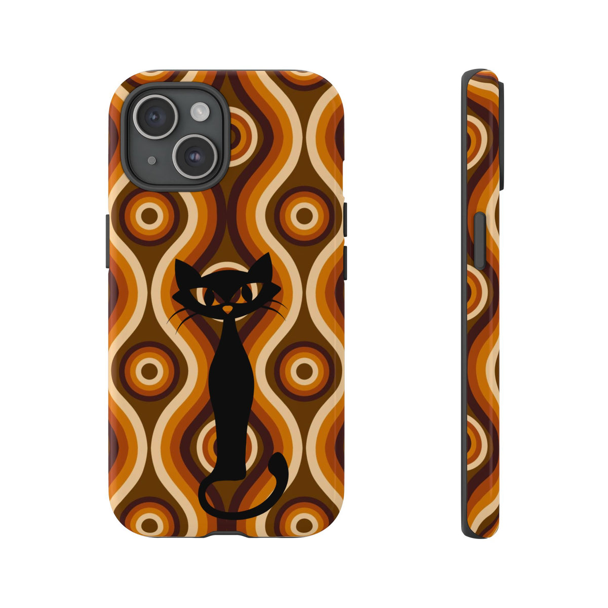 Retro Phone Case, Groovy Brown, Atomic Kitsch Cat Tough Smart Phone Cases