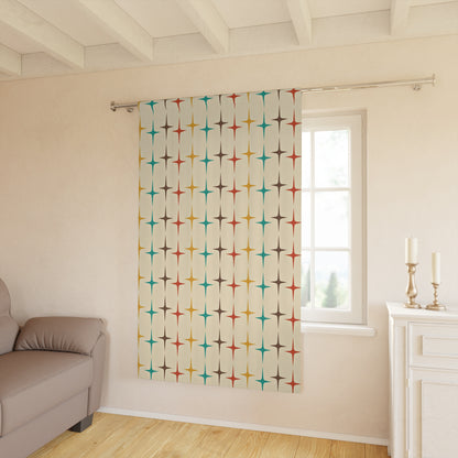 Mid Century Modern Starburst, Beige Aqua, Mustard Yellow, Burnt Orange MCM, Mid Mod Curtain - Mid Century Modern Gal