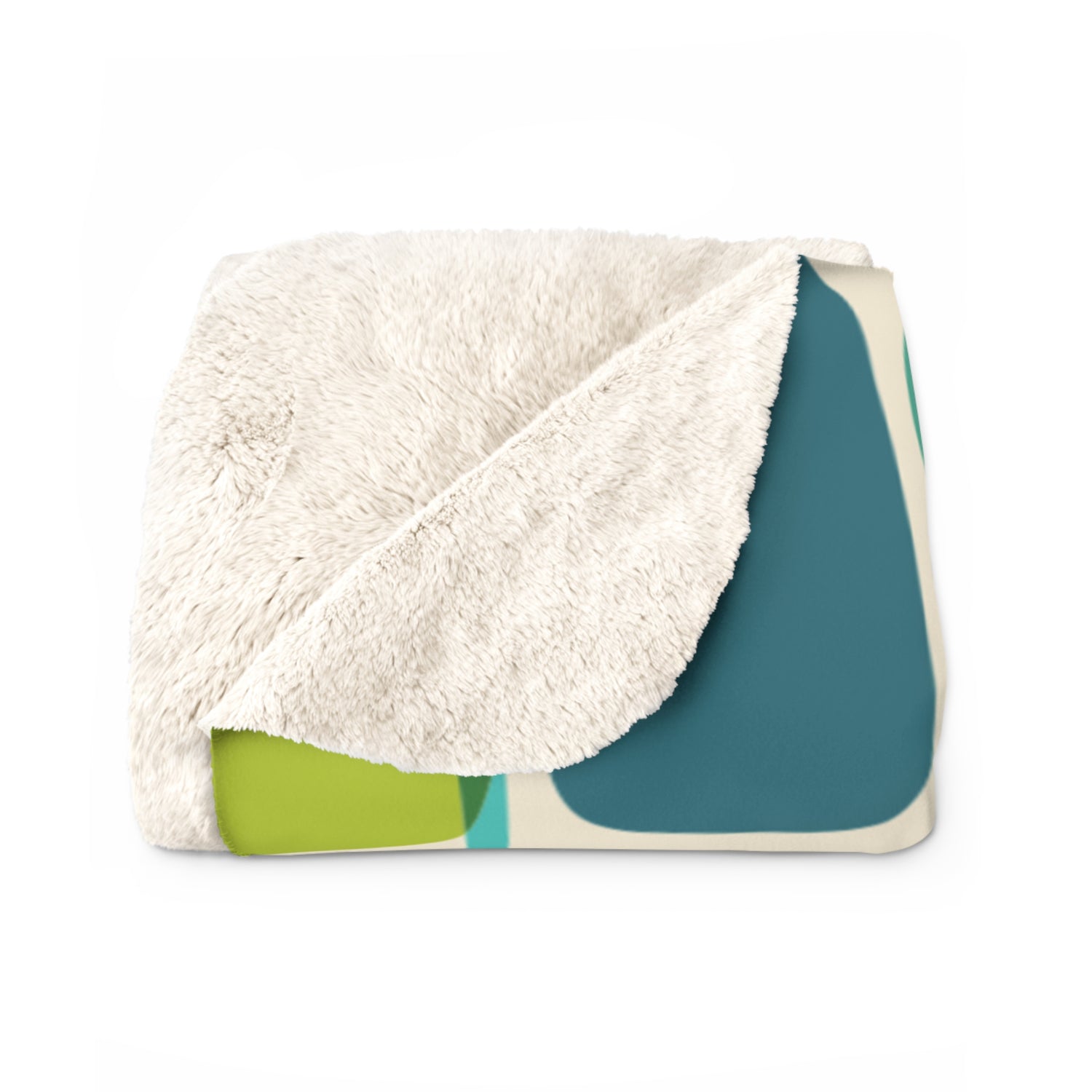 Amoeba Boho Mid Century Modern Colorful Sherpa Fleece Blanket - Cozy Home Decor for Holidays &amp; Celebrations - Mid Century Modern Gal