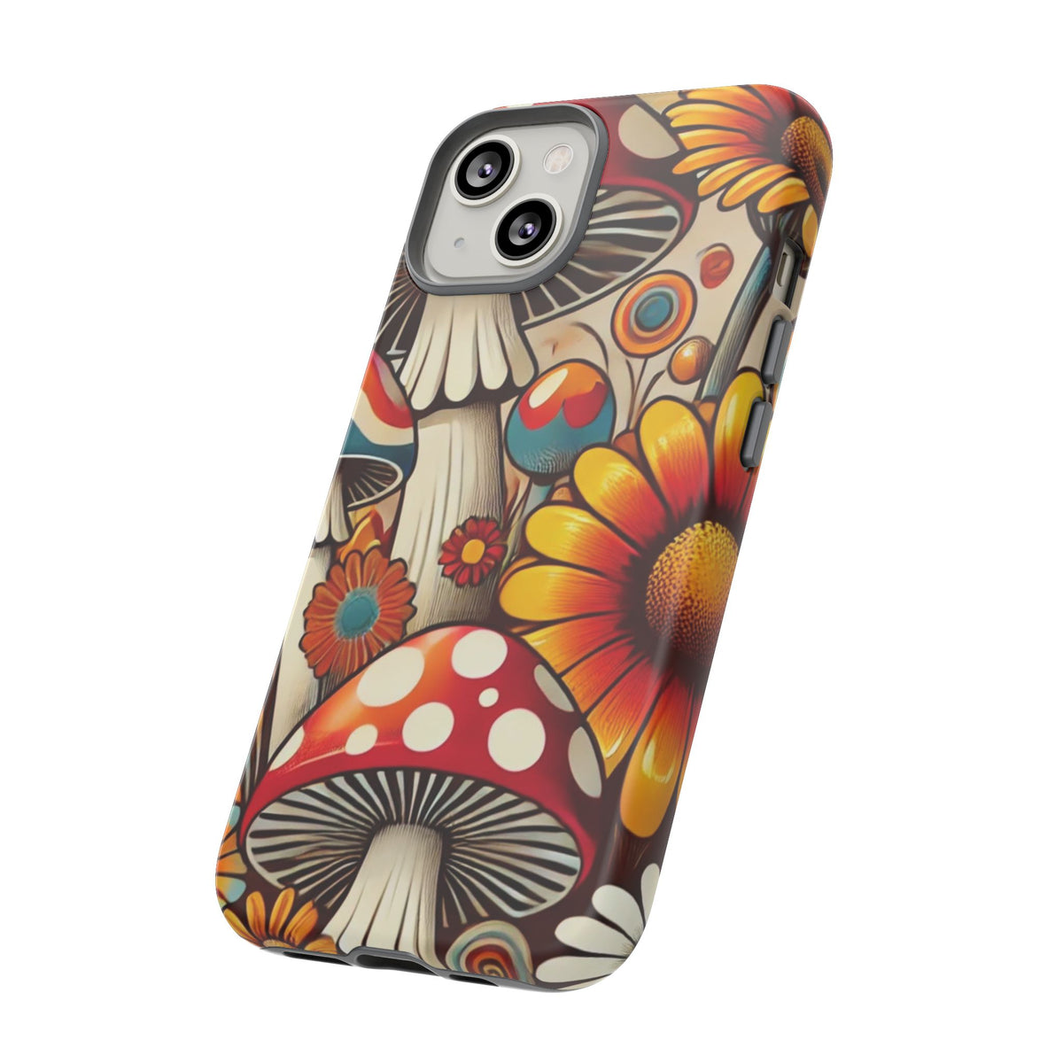 Colorful Mushroom Flower Phone Case - Boho Chic Design