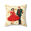 Mid Century Modern Christmas Party Martini Couple Pillow Insert and Cover