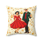 Mid Century Modern Christmas Party Martini Couple Pillow Insert and Cover
