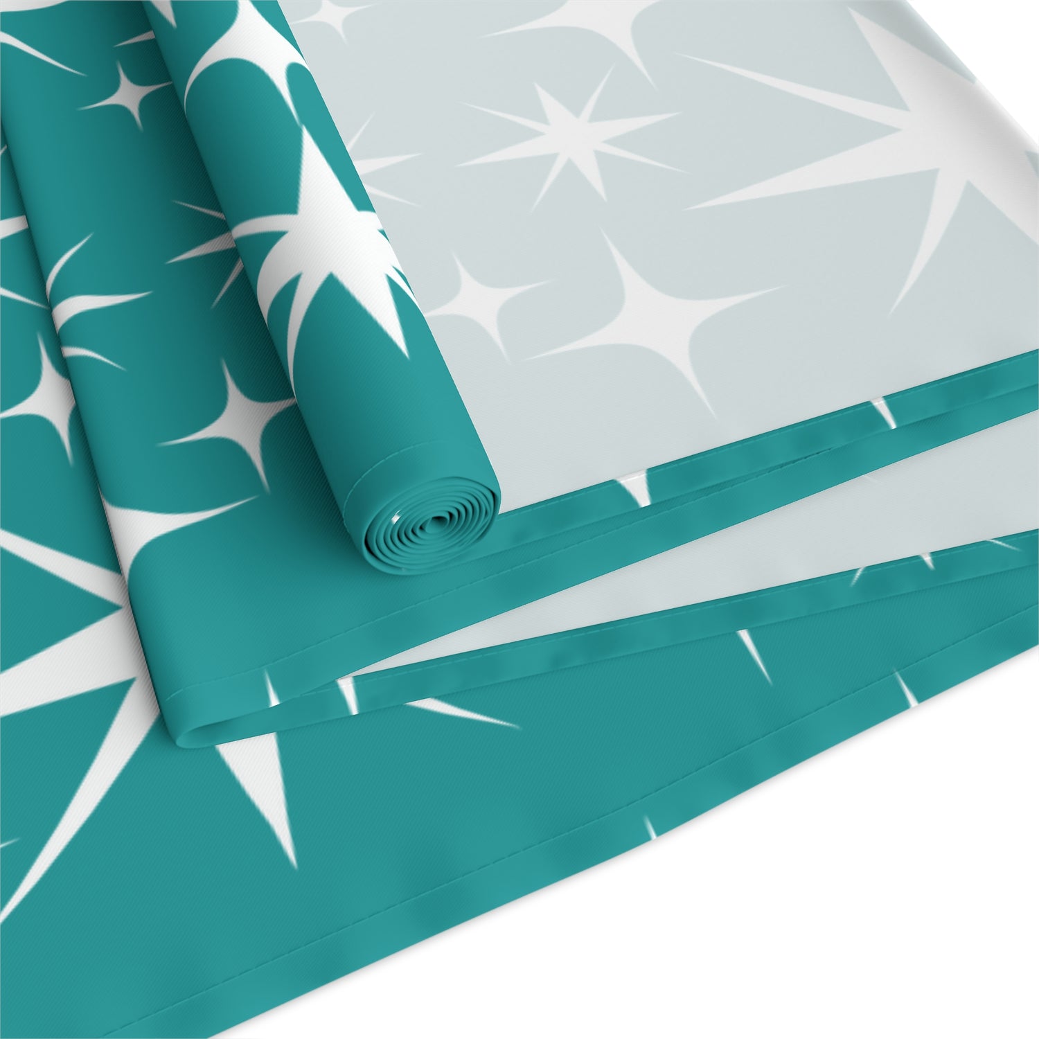 Mid Century Modern Atomic Starburst Aqua Blue Table Retro Table Runner - Mid Century Modern Gal