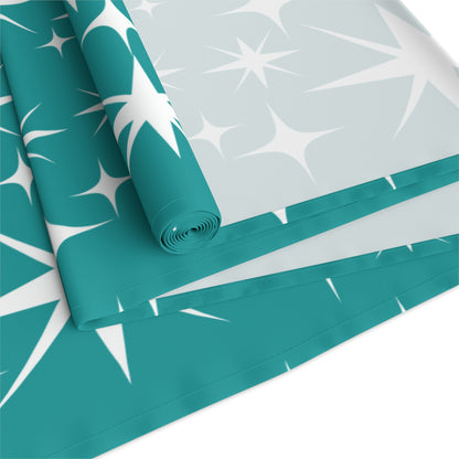 Mid Century Modern Atomic Starburst Aqua Blue Table Retro Table Runner - Mid Century Modern Gal