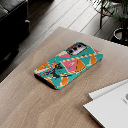 Atomic Cat Mid Mod Retro Cat Phone Case - Tough Cases for Stylish Cat Lovers