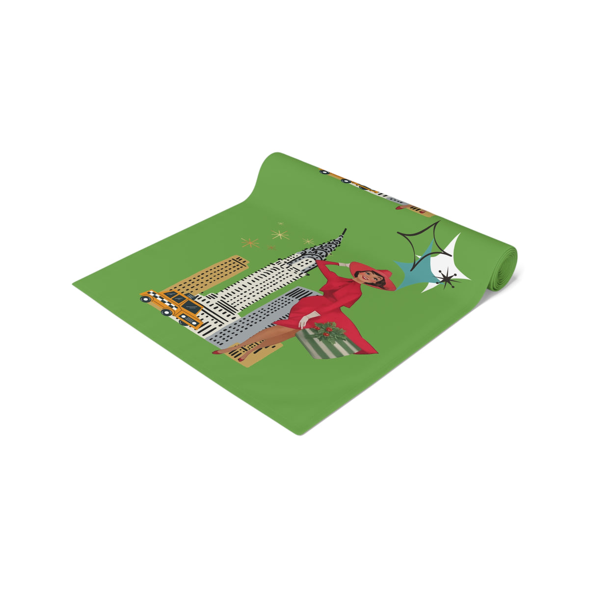 Mid Century Modern Christmas Glam Mod Gal City Life Table Runner - Mid Century Modern Gal