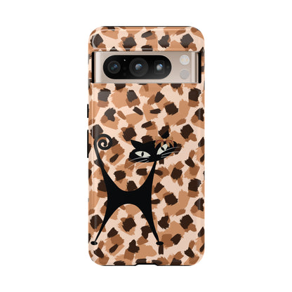 Mid Century Modern Atomic Cat, Animal Print Kitschy Trendy Smart Phone Tough Cases