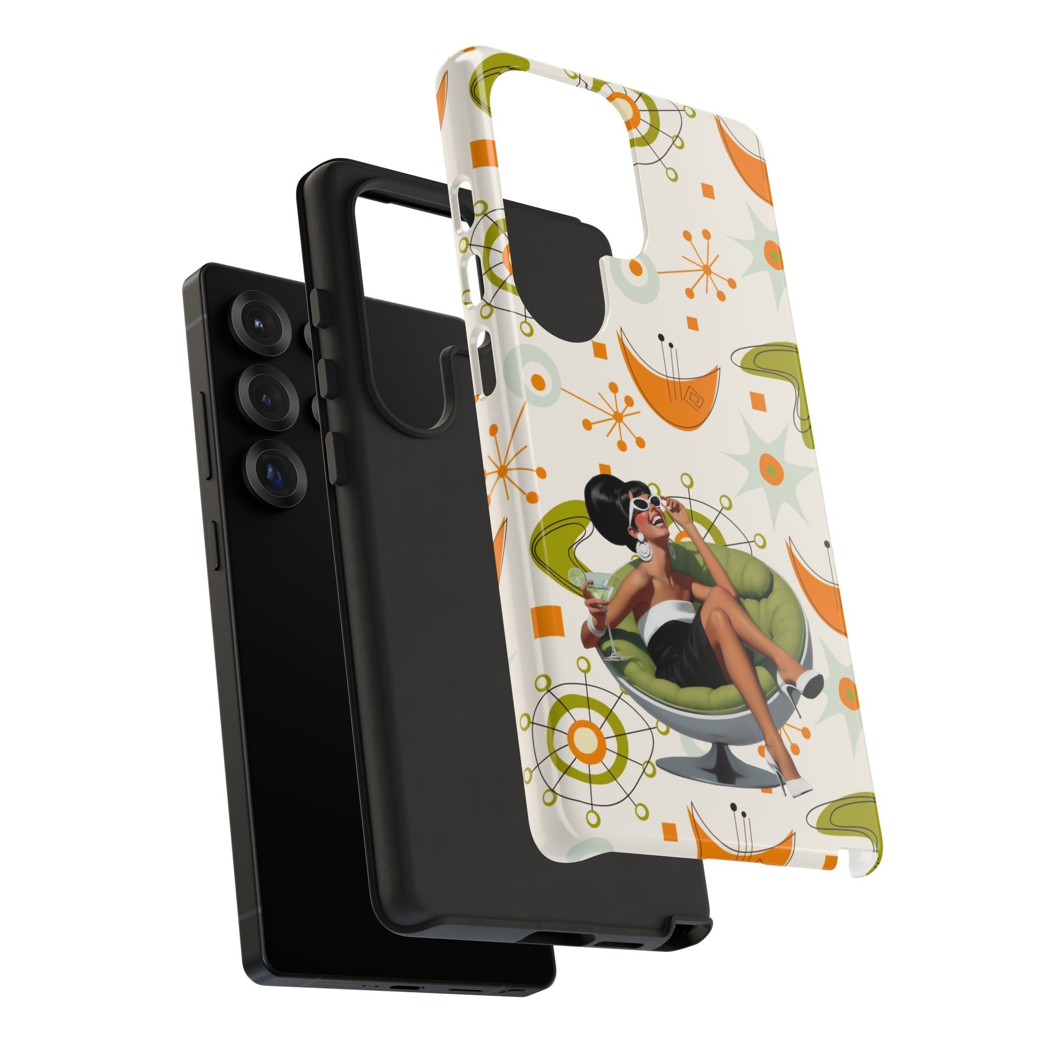 Mid Century Modern Atomic Starburst Mid Mod 60s Gal Retro Chic Tough Phone Case with Vintage Glamour Design