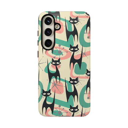 Atomic Cat Mid Century Modern Starburst Retro Kitsch Tough Phone Case