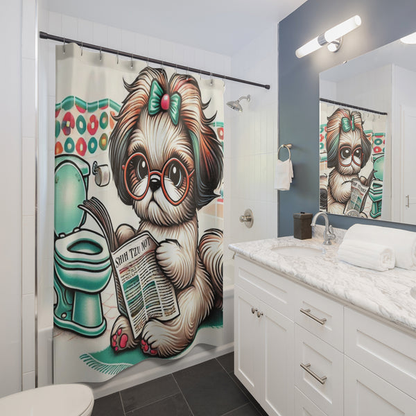 Funny Shih Tzu Retro Mod Shower Curtain, I Shih Tzu Not Bathroom Decor