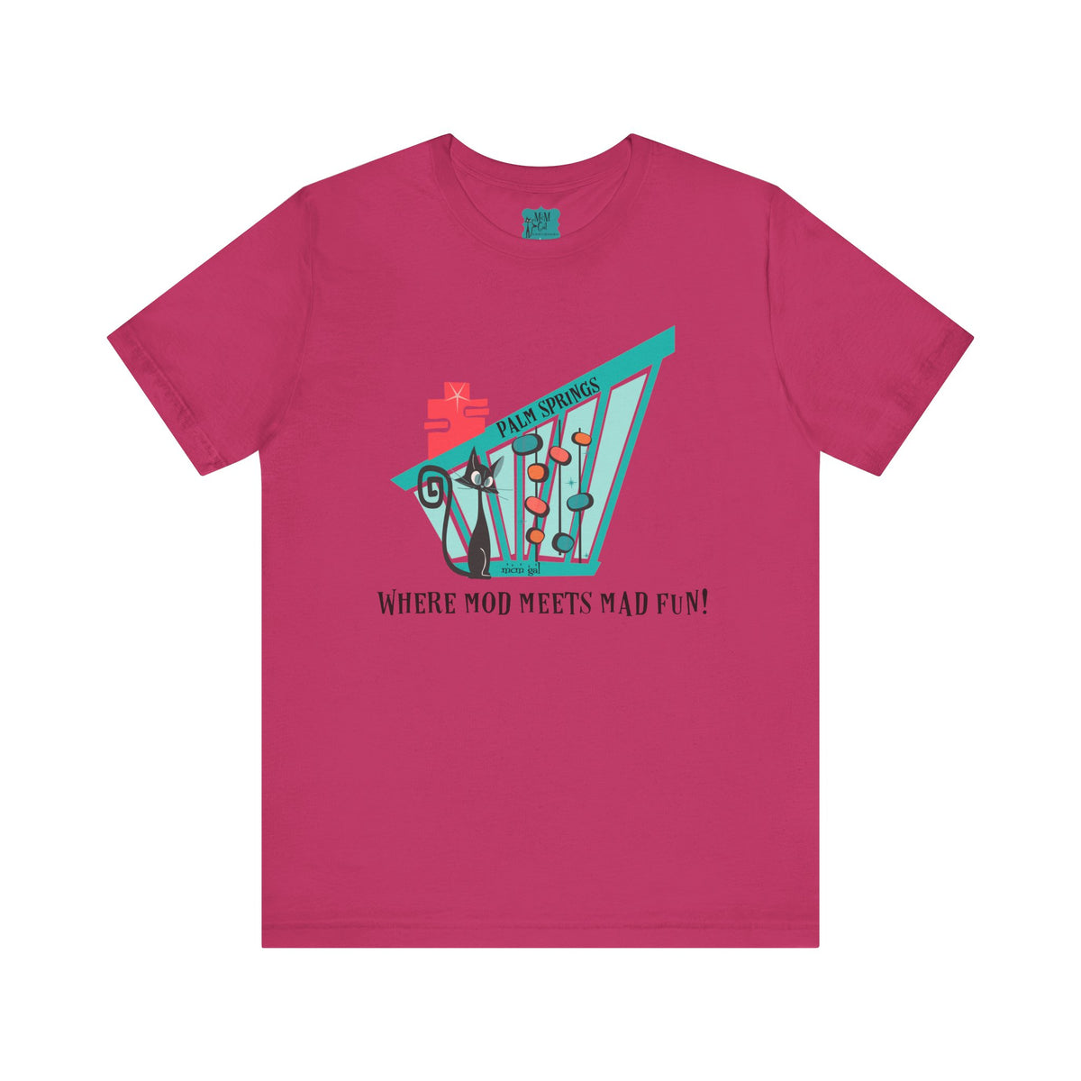Palm Springs Modernism Week, Atomic Cat Retro Inspired Unisex Jersey Tee - 'Where Mod Meets Mad Fun!' - Mid Century Modern Gal