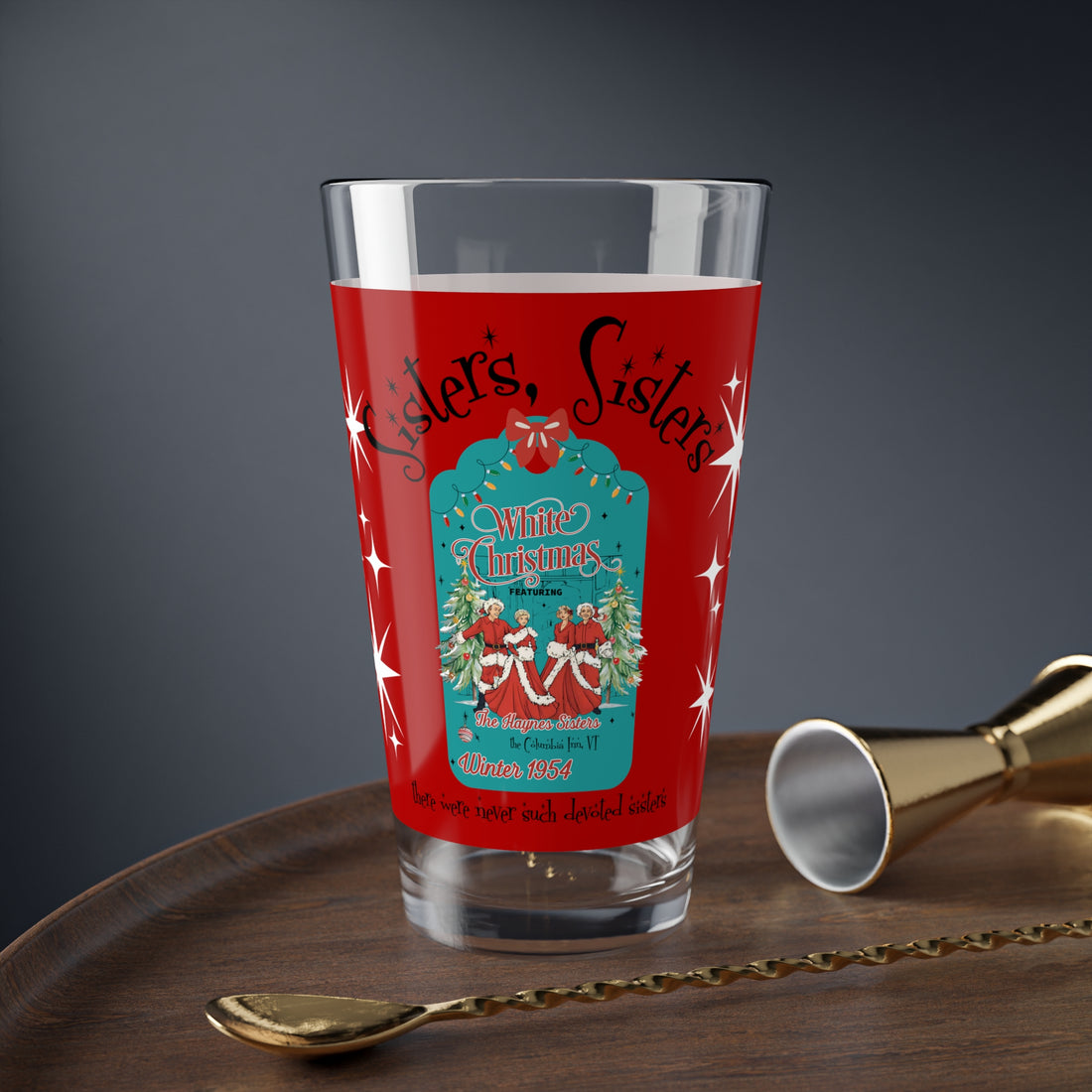 Wallace And Davis Sisters Sisters Retro Christmas Holiday Cocktail Glas Perfect Gift for Festive Season, Parties, Christmas