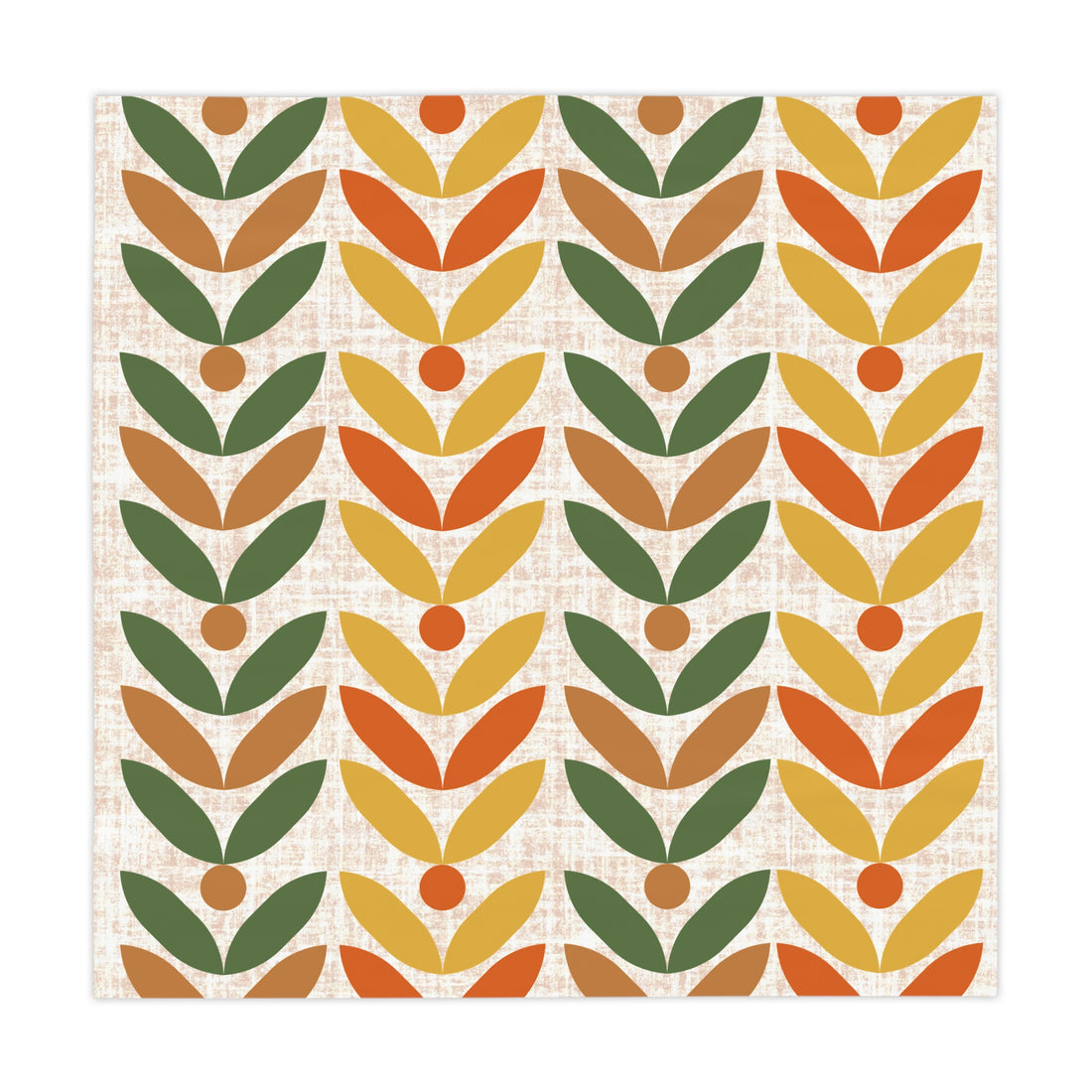 Retro Modern Danish Scandinavian Floral Orange, Yellow, Camel Brown And Floral Design for Dining Room Decor - Mid Century Modern Gal