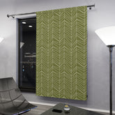 Mid Century Modern TIKI Grass Green Mod Window Curtain - Mid Century Modern Gal