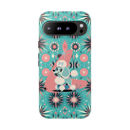 1950s Mid Century Modern Atomic Pink, Poodle Retro Smart Phone Tough Cases
