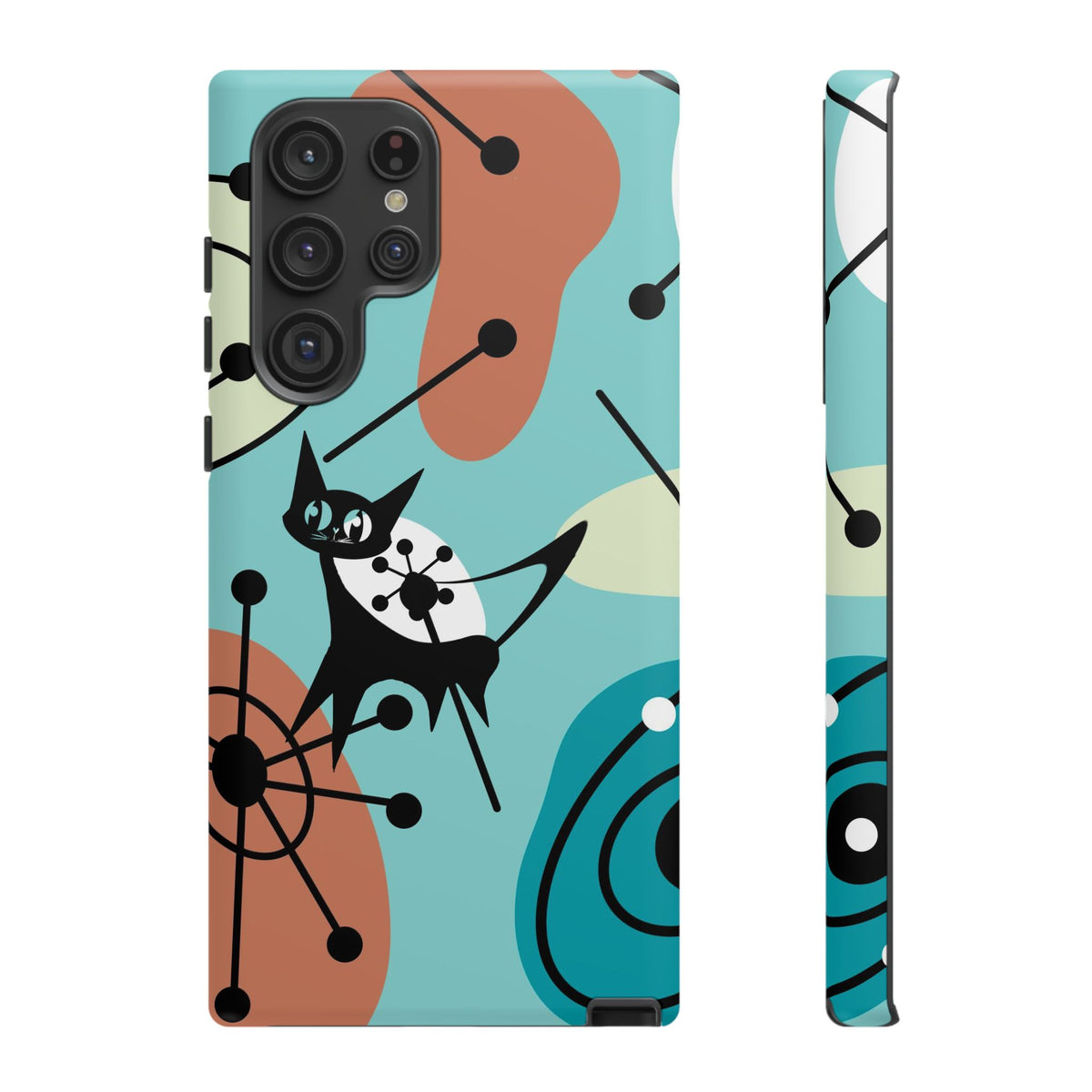 Atomic Kittie, Mid Century Modern Geometric Amoeba Retro Smart PhoneTough Phone