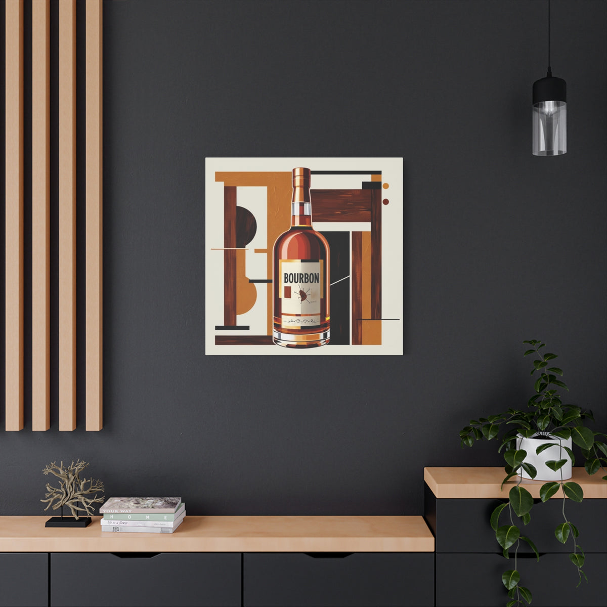 Abstract Bourbon Mid Mod Bauhaus Bourbon Lover Wall Art Canvas - Mid Century Modern Gal