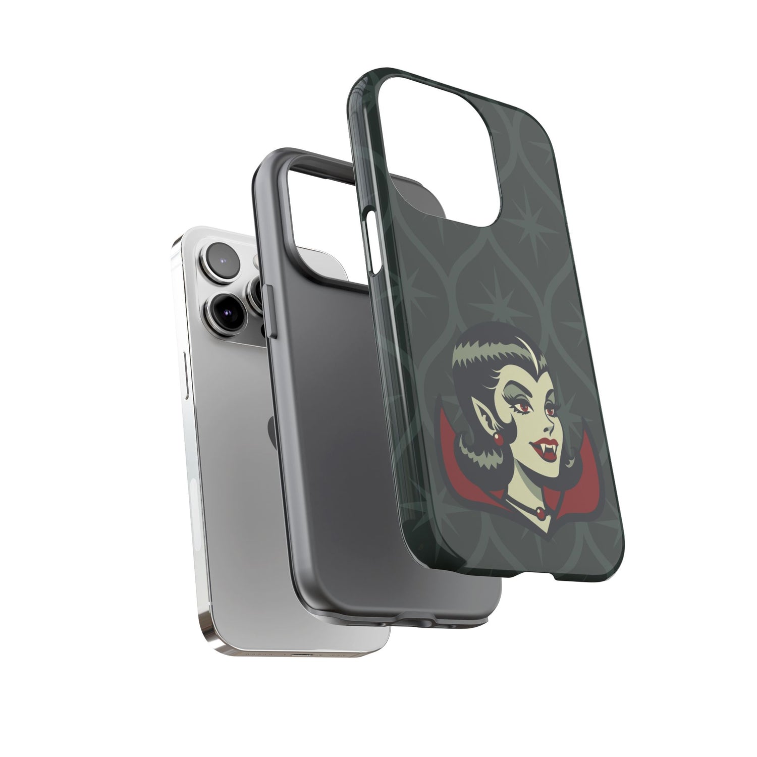 Vampire Dracula Girl Halloween Goth Horror Buff MCM Green Tough Phone Case