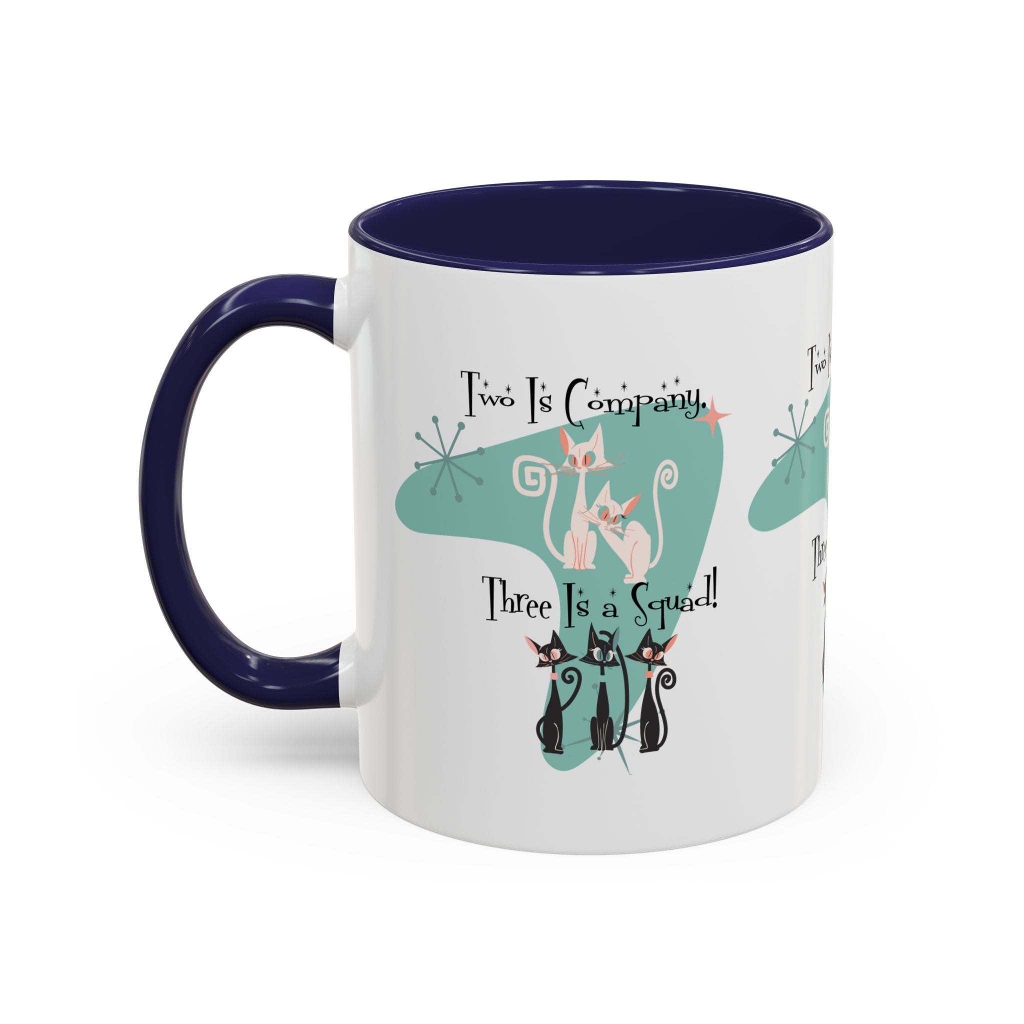 Atomic Cat Mug, Kitschy Cute Co-Worker, Best Mid Mod Charming Cat Coffee Mug - Mid Century Modern Gal