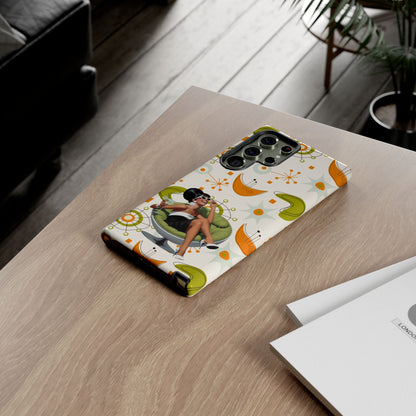 Mid Century Modern Atomic Starburst Mid Mod 60s Gal Retro Chic Tough Phone Case with Vintage Glamour Design