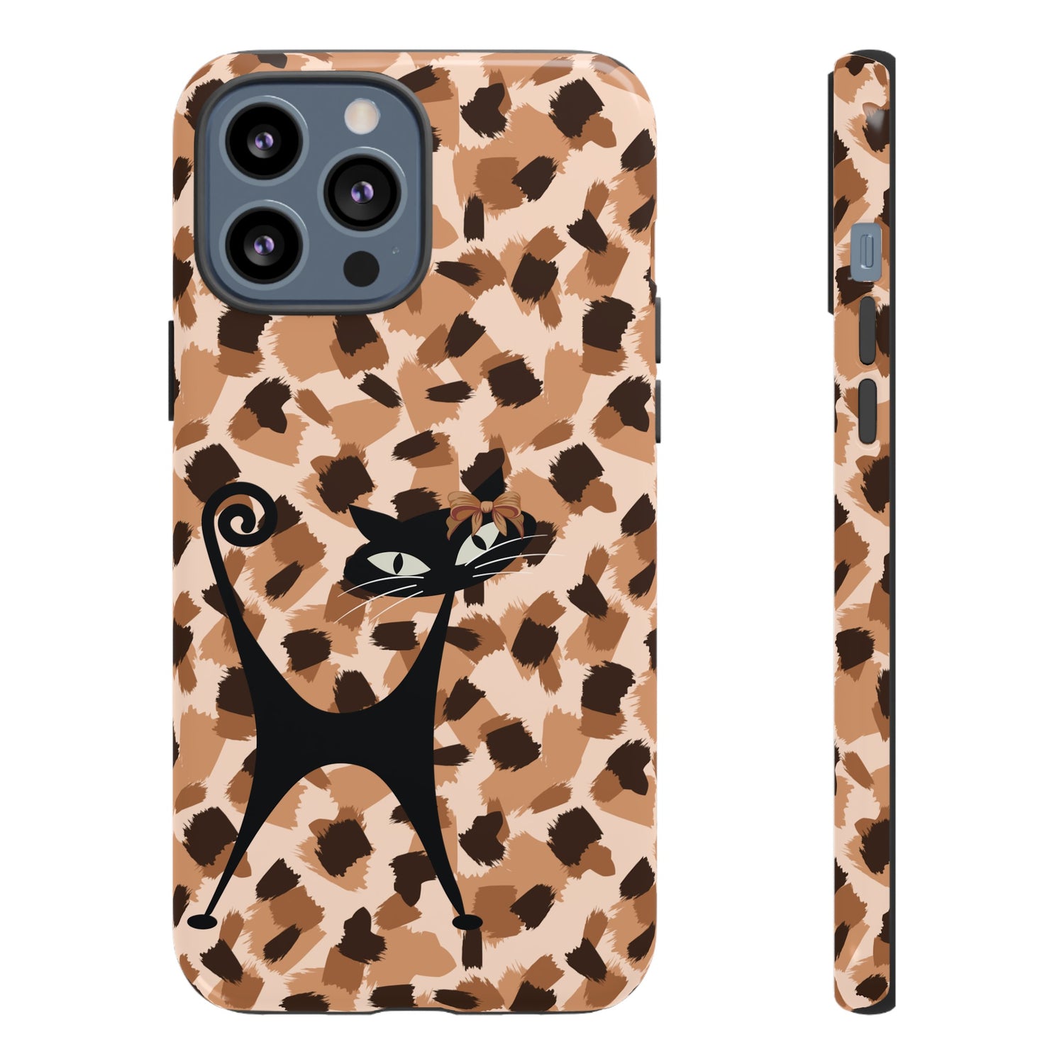 Mid Century Modern Atomic Cat, Animal Print Kitschy Trendy Smart Phone Tough Cases