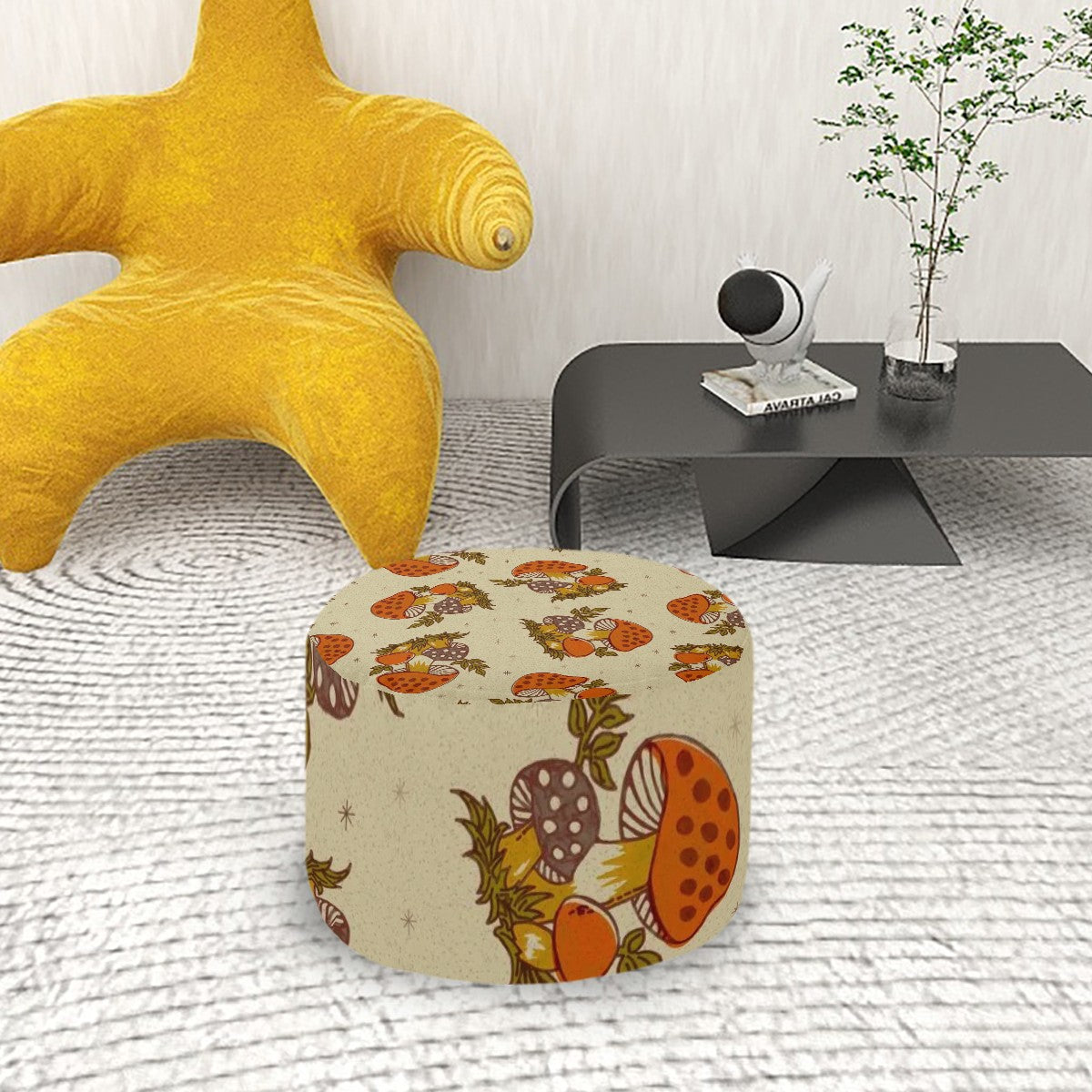 70s Merry Mushroom Groovy Mod Round Pouf Ottoman