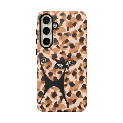 Mid Century Modern Atomic Cat, Animal Print Kitschy Trendy Smart Phone Tough Cases