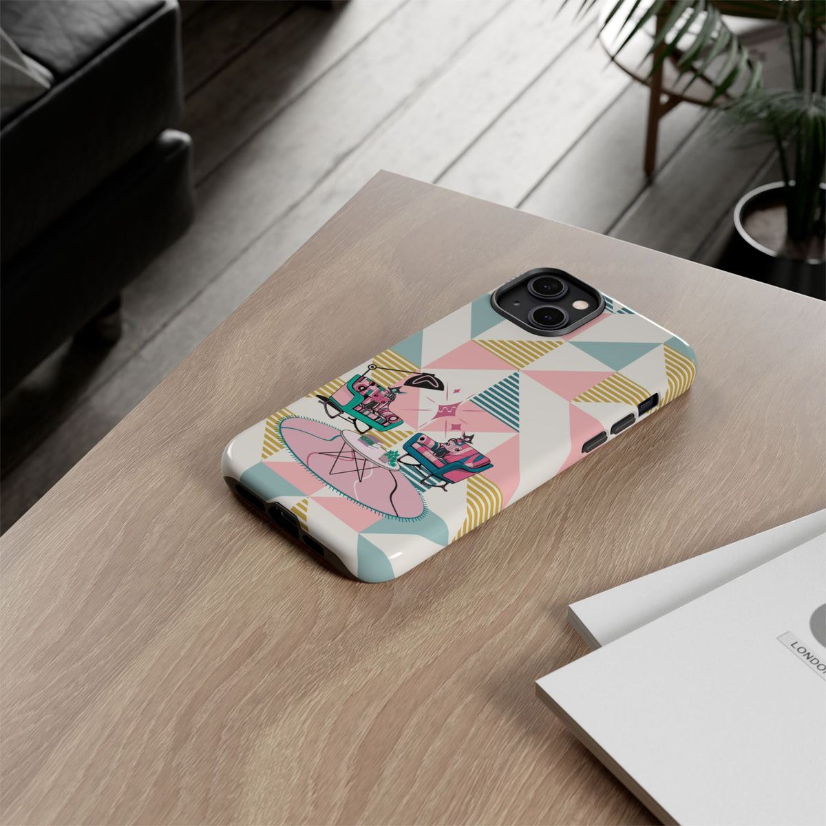 Atomic Cats Reading, Book Talk, Book Lover, Retro Chic Phone Case with Retro Vibe - Cozy Living Room Design