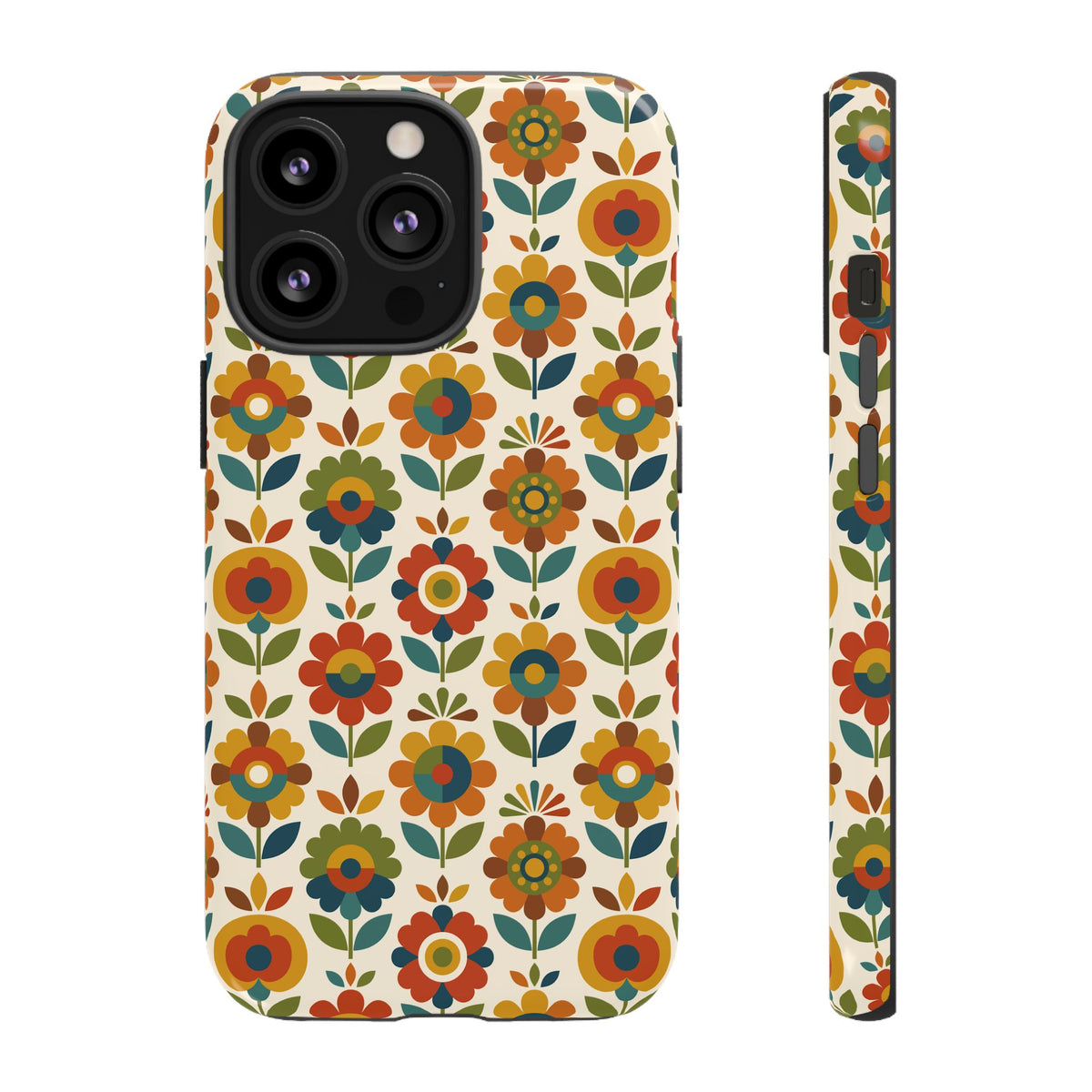 Mid Century Modern Scandinavian Floral Earth Tones Tough Phone Case