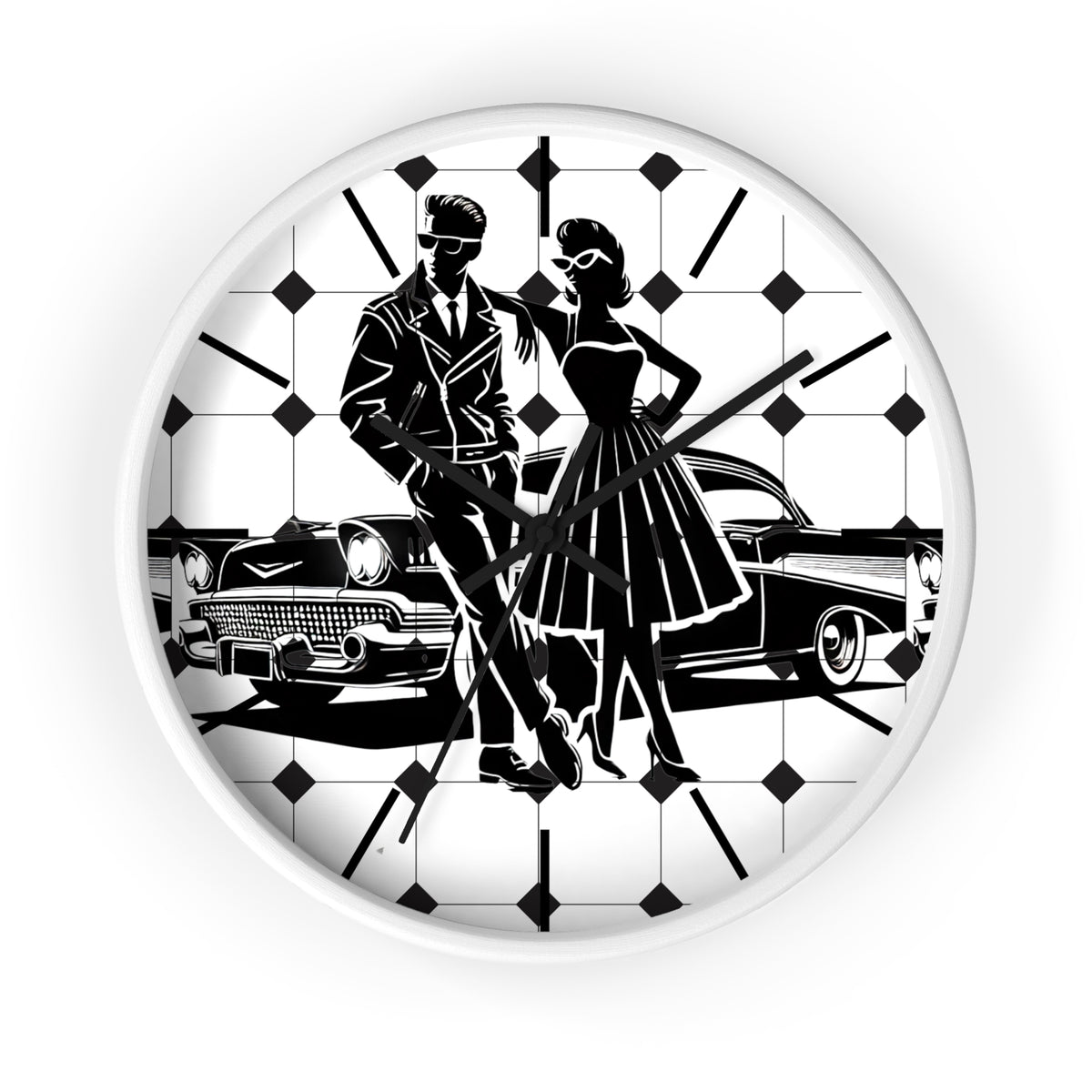 50s Retro Vintage Style Wall Clock, Classic Car Clock, Retro Home Decor, Gift for Car Enthusiasts, 50s Themed Kitchen Accessory - Mid Century Modern Gal