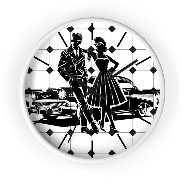 50s Retro Vintage Style Wall Clock, Classic Car Clock, Retro Home Decor, Gift for Car Enthusiasts, 50s Themed Kitchen Accessory