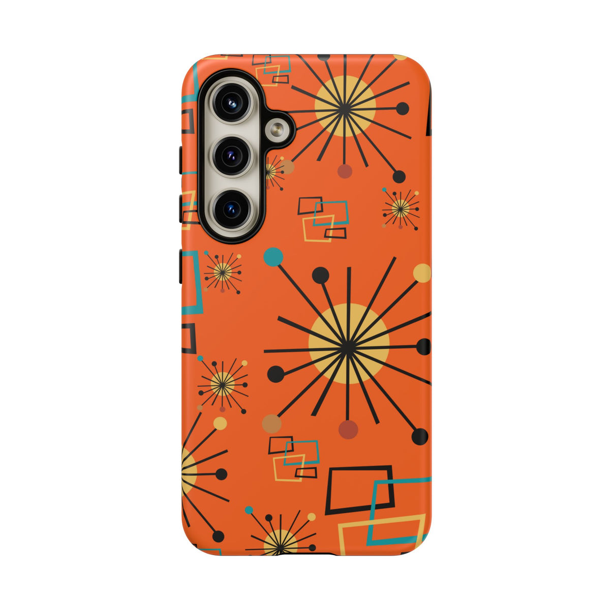 Mid Century Modern Sinatra Orange, Starburst, Geometric Funky Fun Tough Phone Case