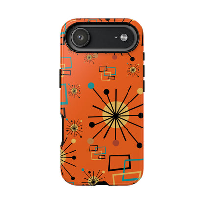 Mid Century Modern Sinatra Orange, Starburst, Geometric Funky Fun Tough Phone Case