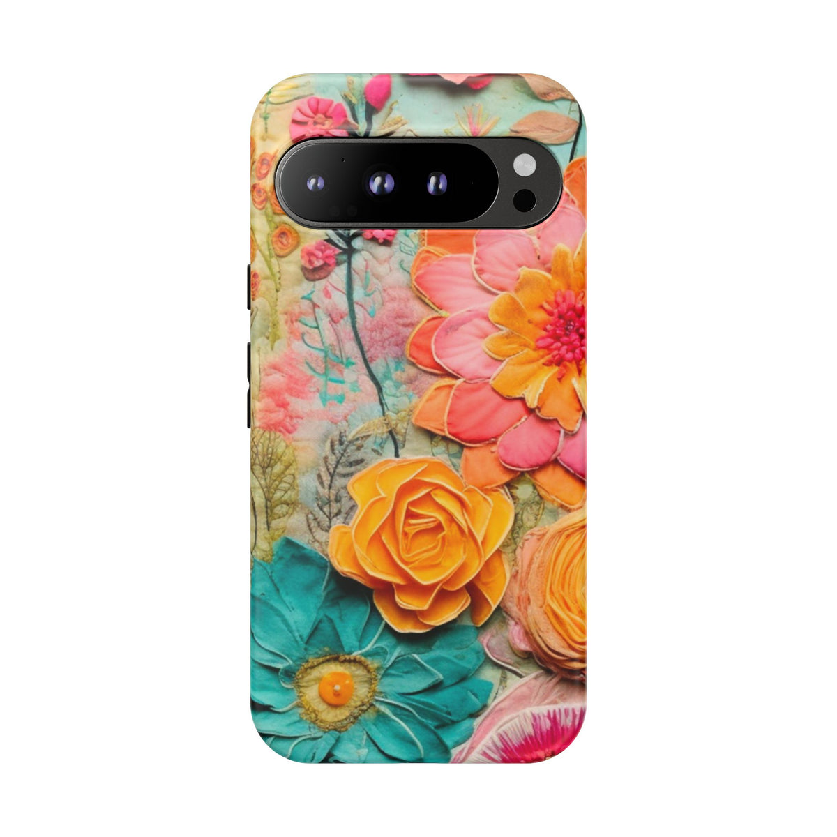 Boho Retro Floral Faux Pressed Flowers Smart Phone Tough Phone Cases