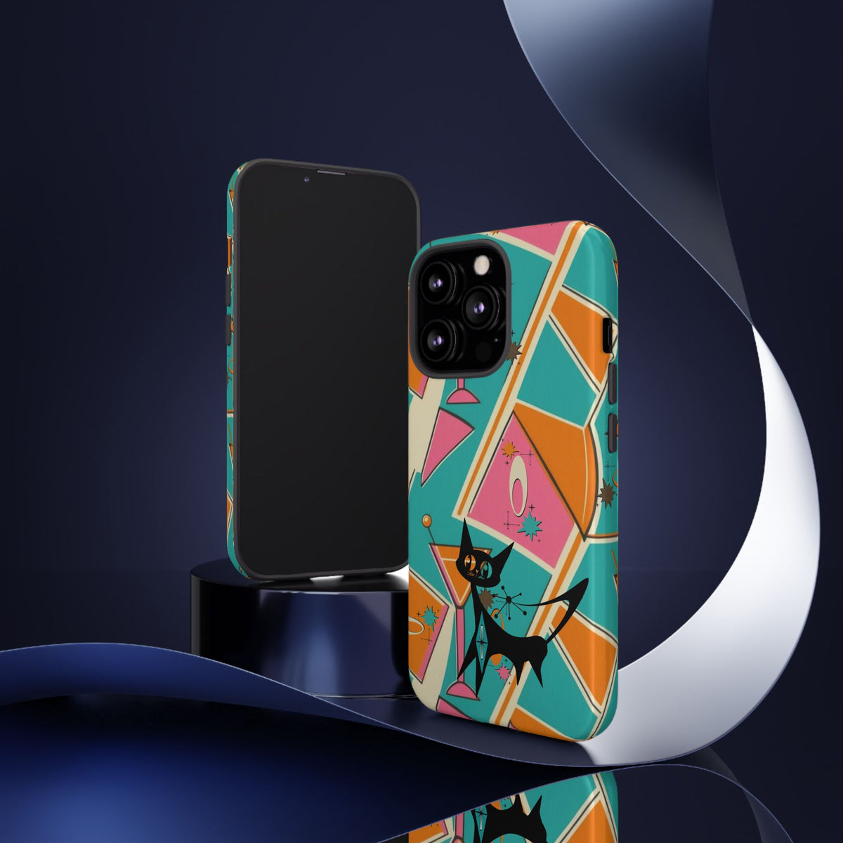 Atomic Cat Mid Mod Retro Cat Phone Case - Tough Cases for Stylish Cat Lovers