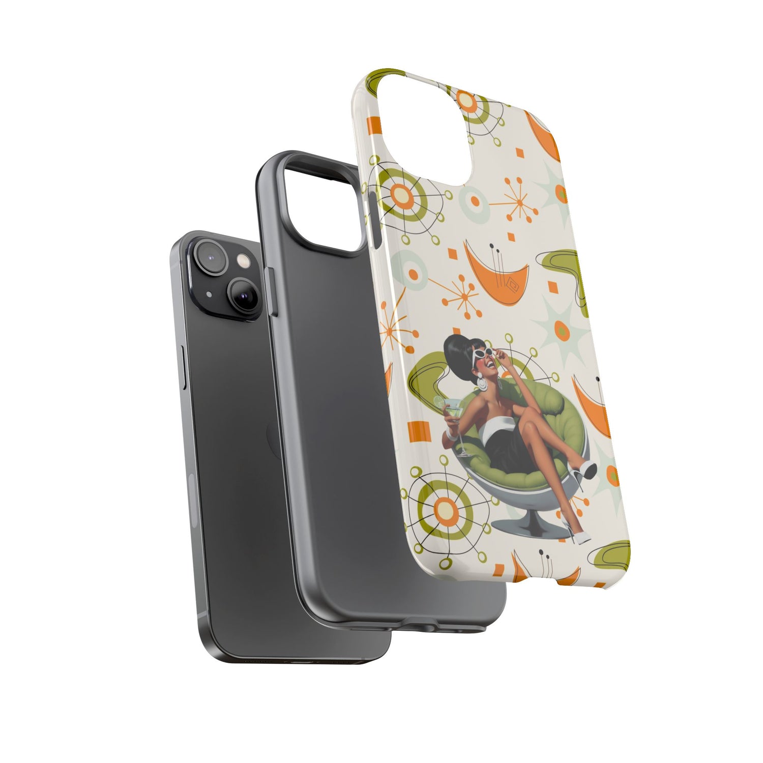 Mid Century Modern Atomic Starburst Mid Mod 60s Gal Retro Chic Tough Phone Case with Vintage Glamour Design