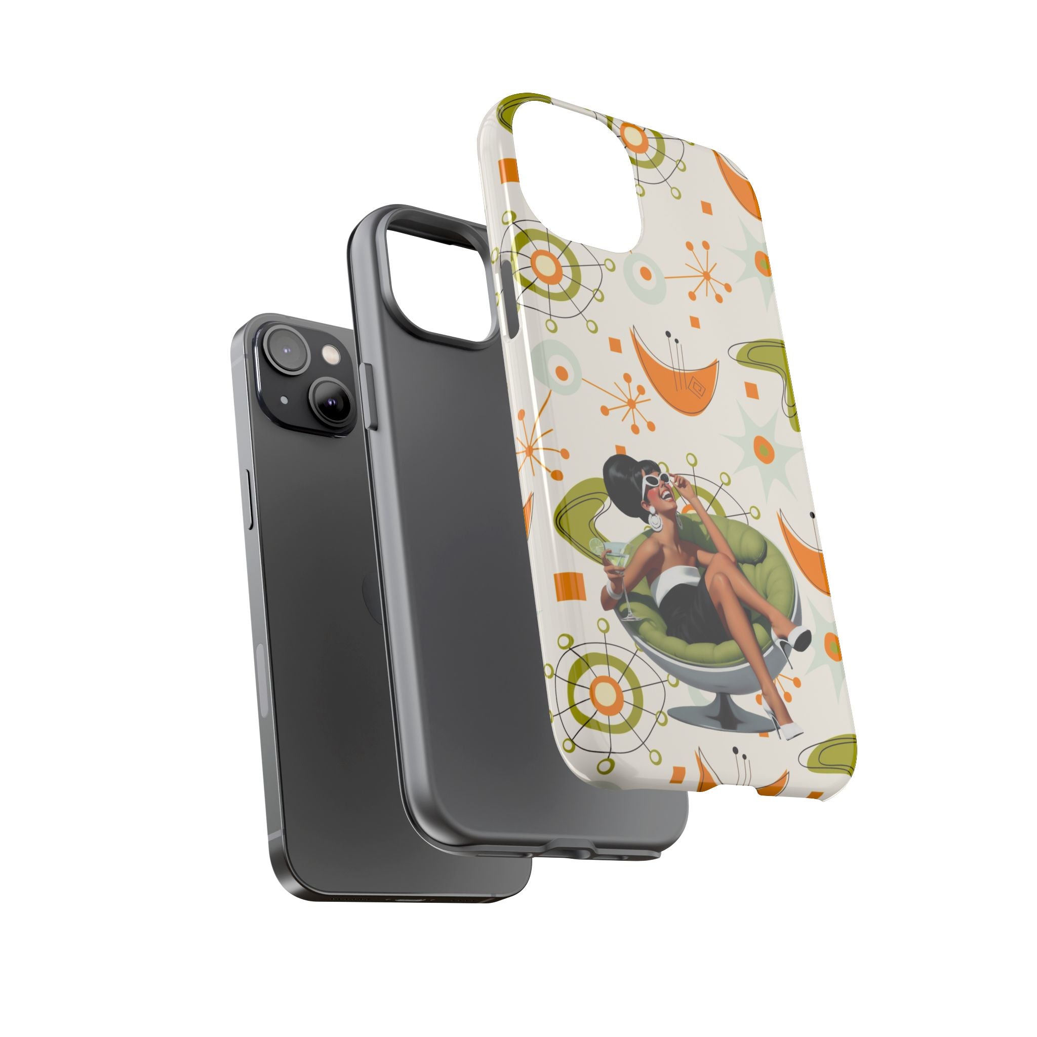 Mid Century Modern Atomic Starburst Mid Mod 60s Gal Retro Chic Tough Phone Case with Vintage Glamour Design