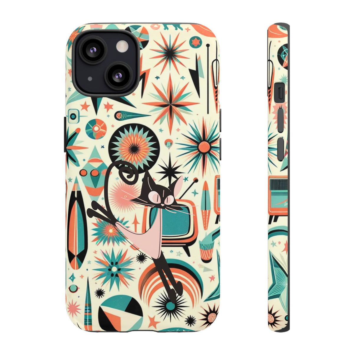 Atomic Kitty Boomerang Space Kitty Mid Century Modern Samsung, Smart Phone, Tough Cases - Mid Century Modern Gal