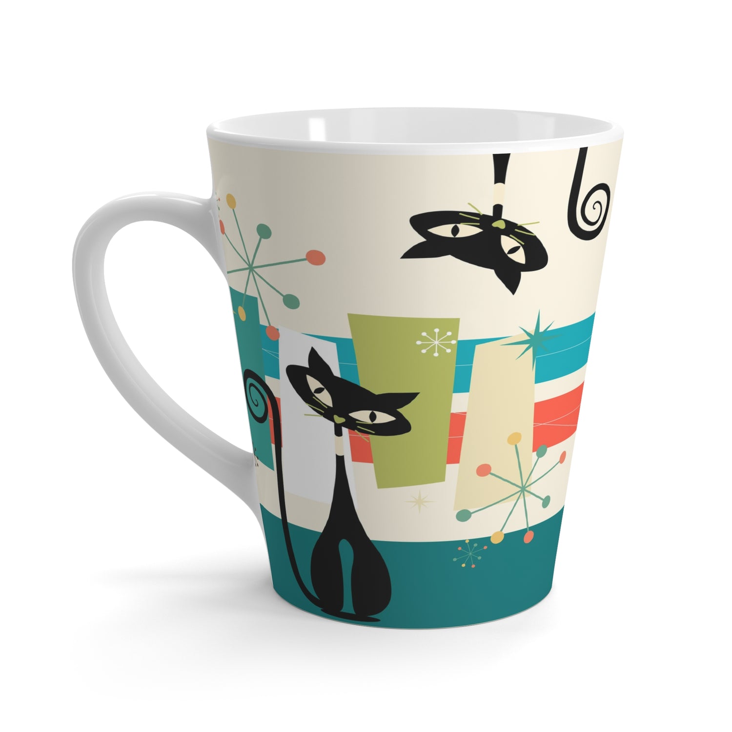 Atomic Cats, Quirky Kitschy Mid Century Modern, Coffee, Tea Latte Mug
